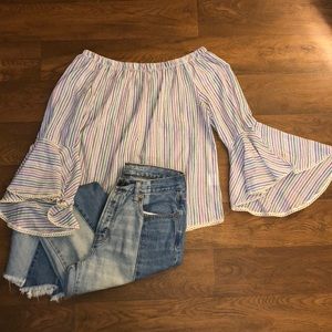 SOLITAIRE BELL SLEEVE OFF THE SHOULDER BLOUSE